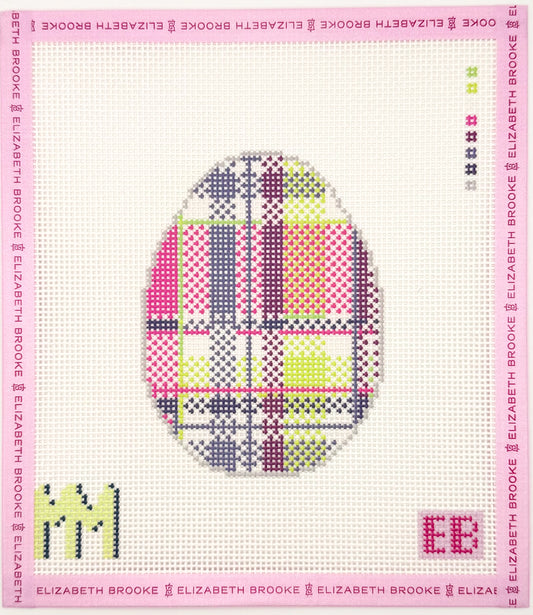 Berry Madras Plaid Egg Needlepoint Canvas