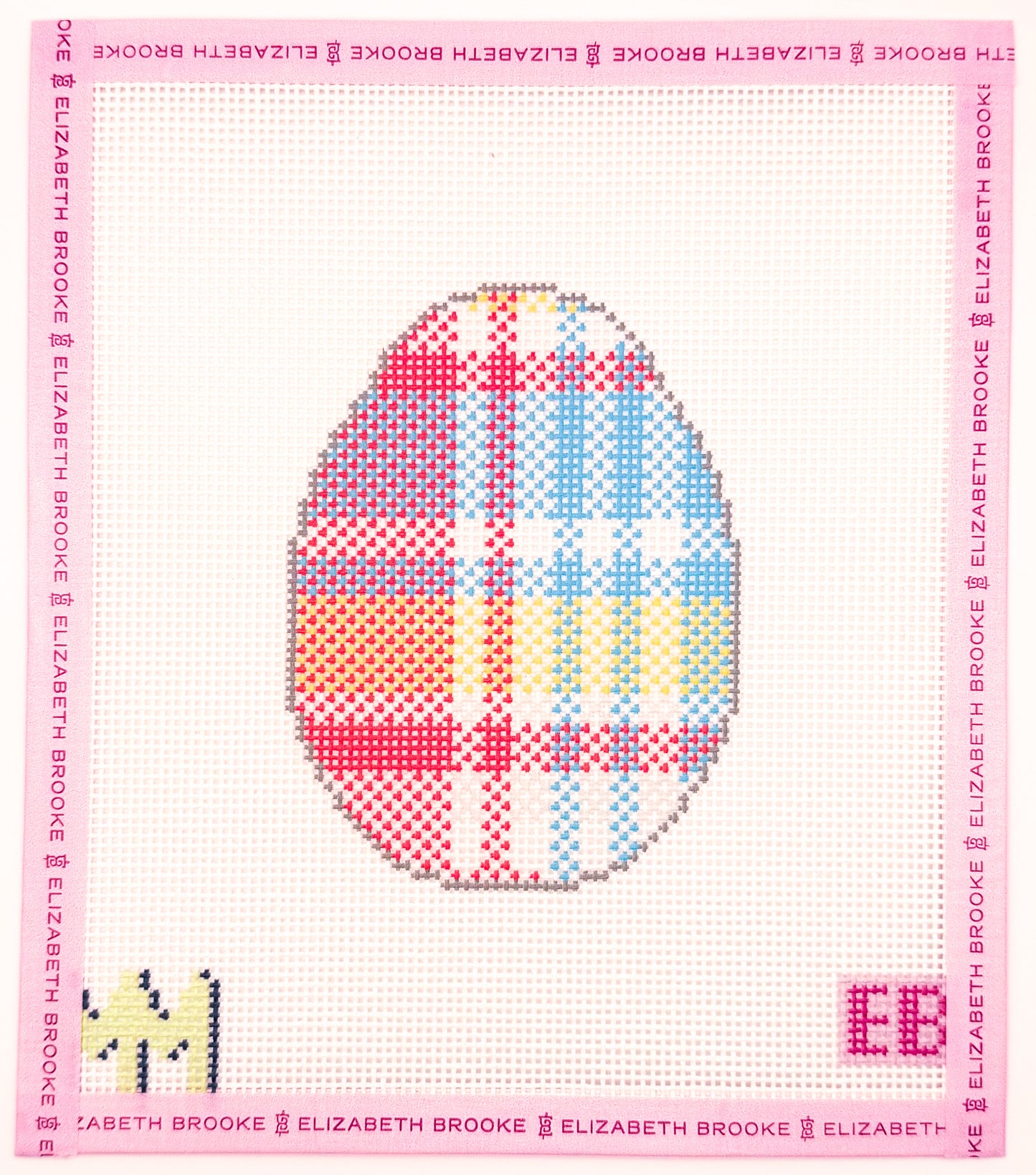 Blue Madras Plaid Egg needlepoint canvas