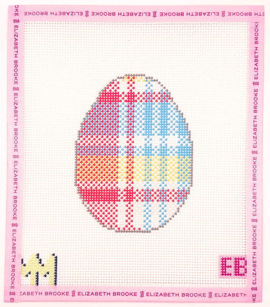Blue Madras Plaid Egg needlepoint canvas
