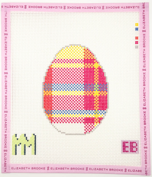 Pink Madras Plaid Egg needlepoint canvas
