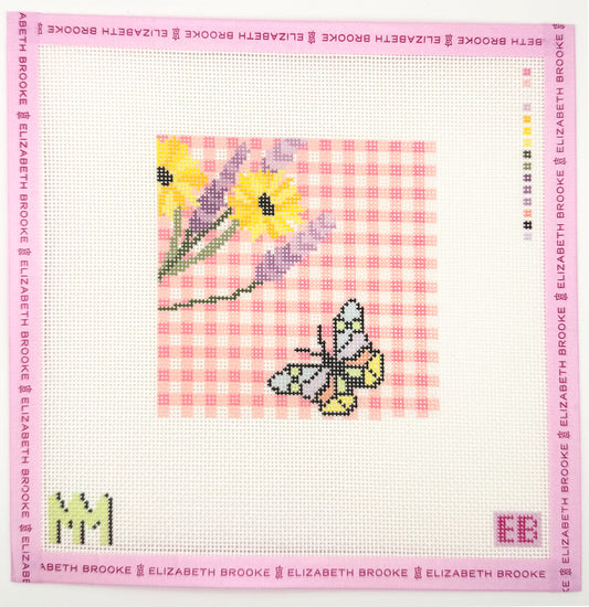 Butterfly and flower coaster Needlepoint Canvas