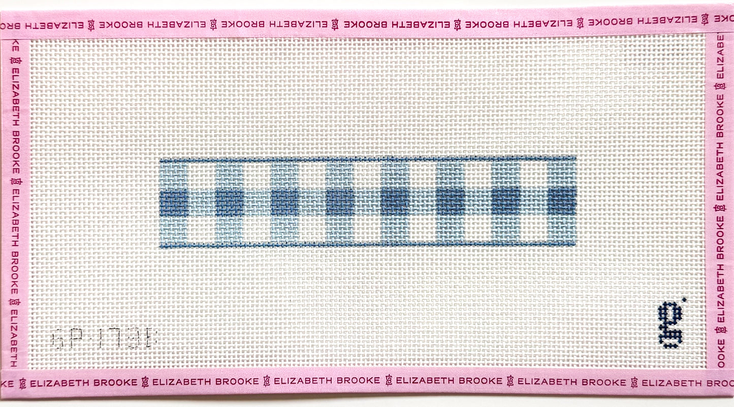 Gingham blue key fob needlepoint Canvas