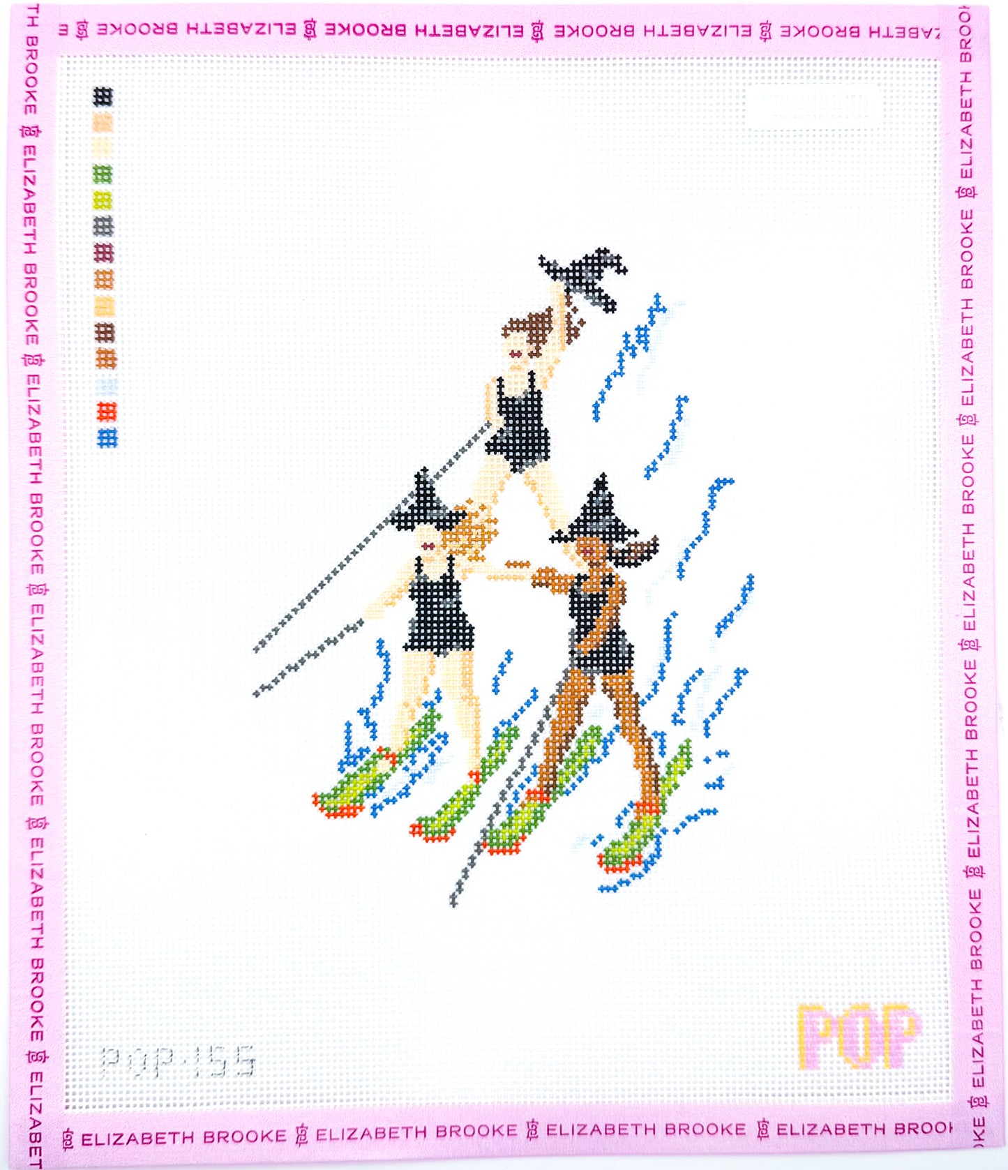 Waterskiing Witches Needlepoint Canvas