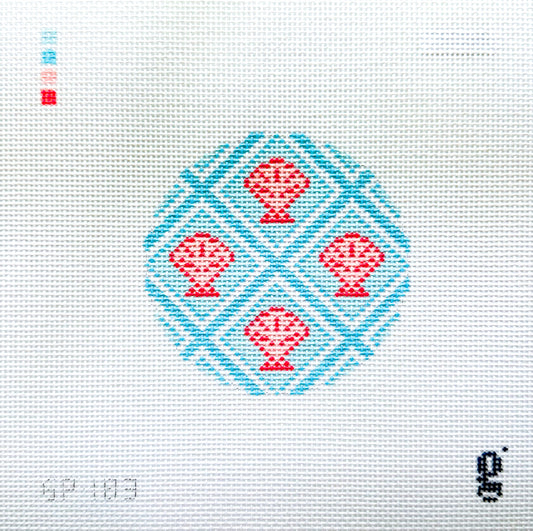 Shell Trellis Round Needlepoint Canvas