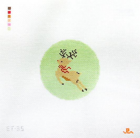 Rudolph round needlepoint canvas