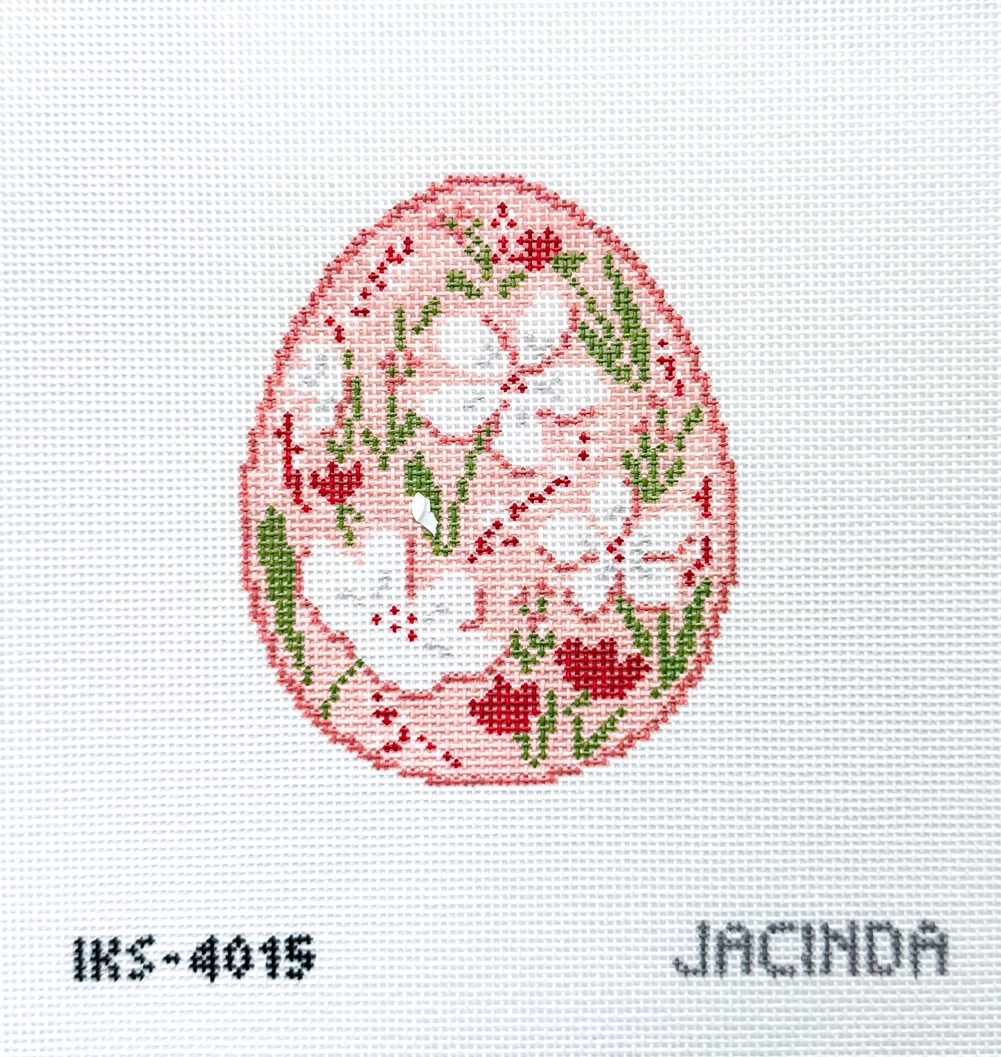 White Flower Egg Needlepoint Canvas