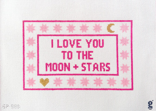 I love you to the moon and Stars pink needlepoint Canvas