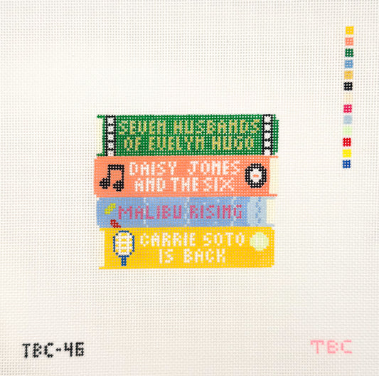 TJR Book Stack Needlepoint Canvas