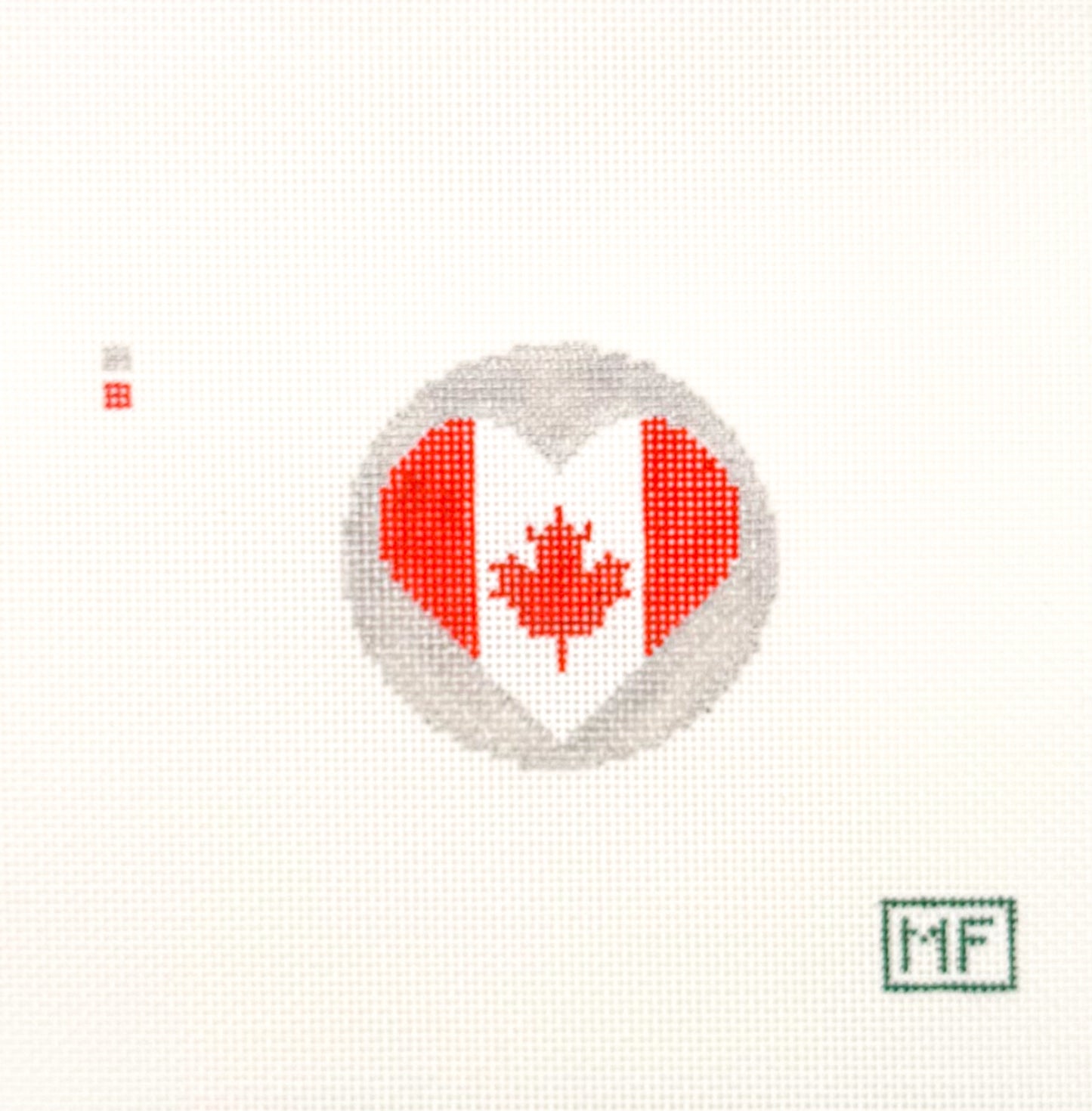 Canada Heart Flag Mini Needlepoint Canvas