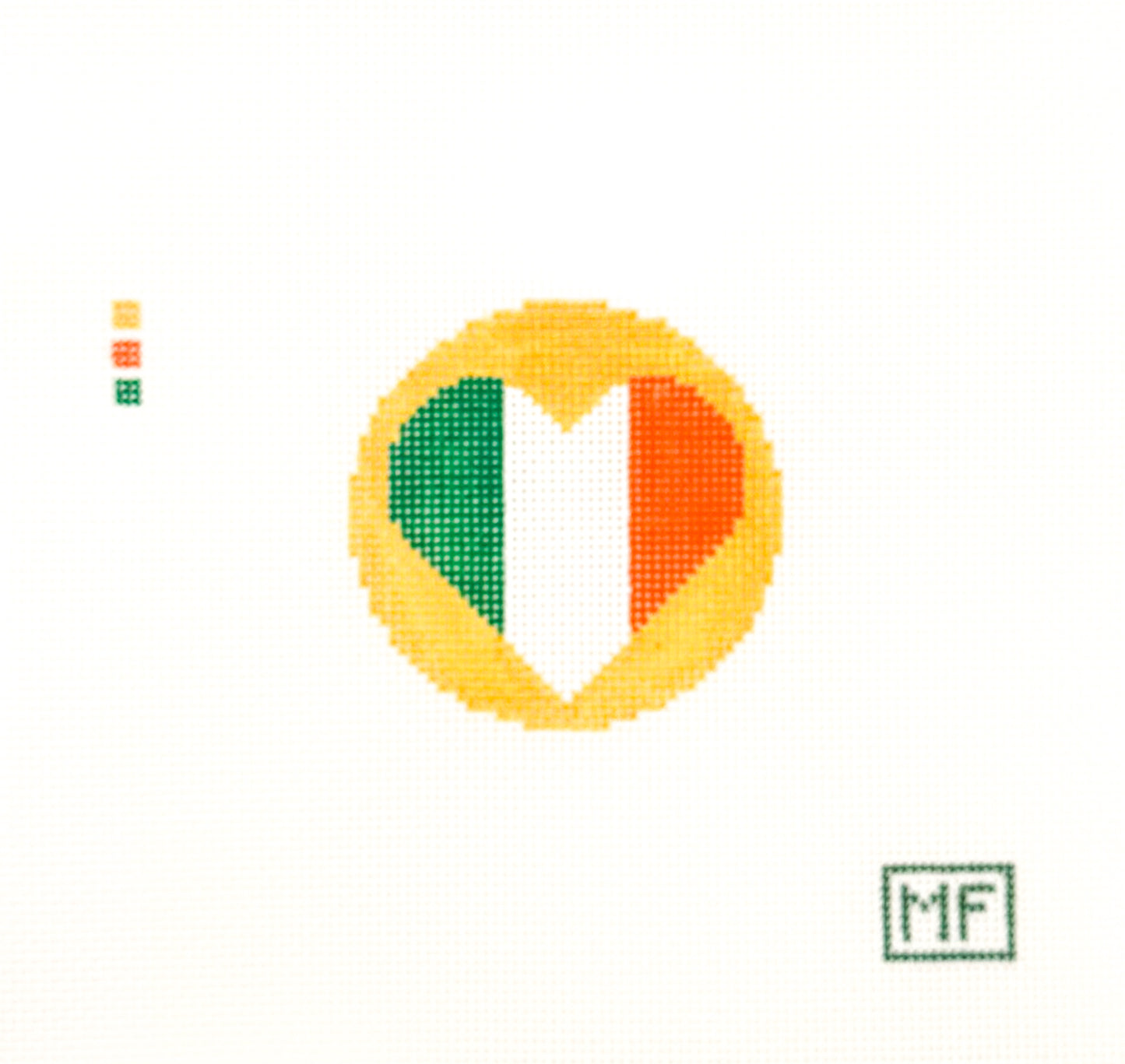 Ireland Heart Flag Mini Needlepoint Canvas