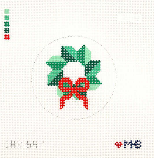Home For The Holidays Wreath Round Needlepoint Canvas