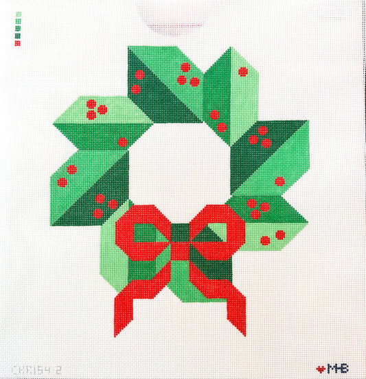 Home For The Holidays Berry Wreath Needlepoint Canvas