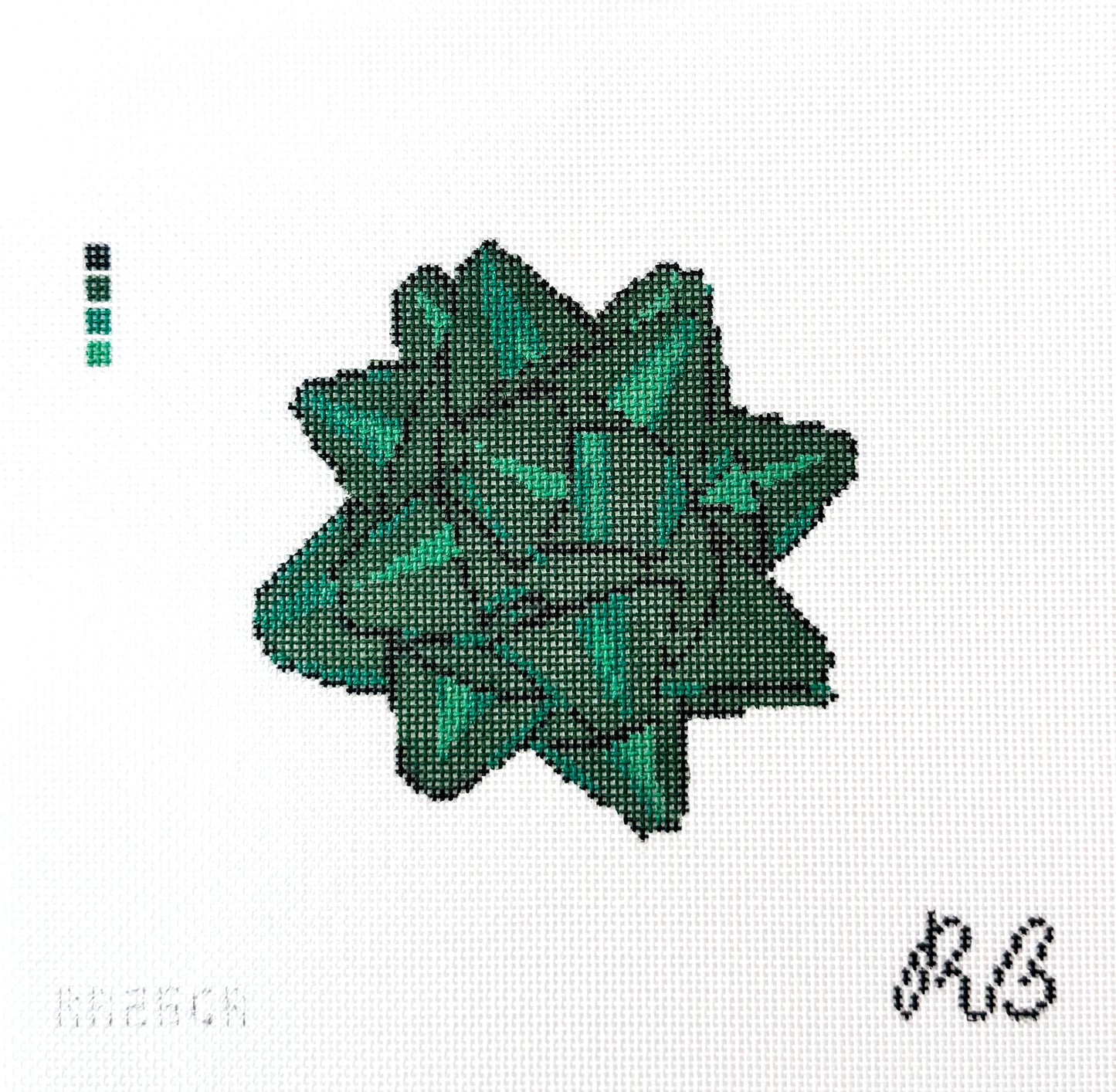 Green Holiday Bow Needlepoint Canvas