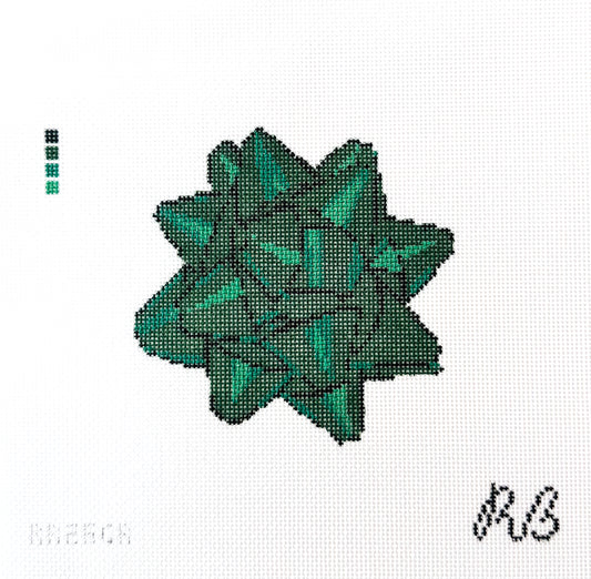 Green Holiday Bow Needlepoint Canvas