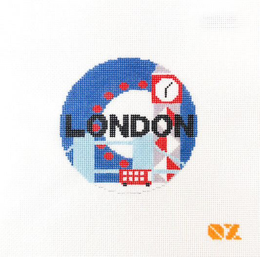 London Retro Travel Round Needlepoint canvas