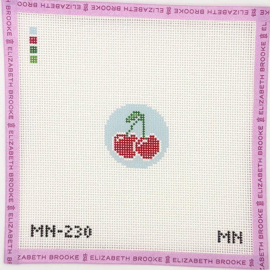 Cherries on Blue mini Needlepoint Canvas