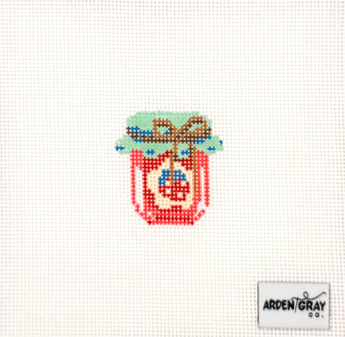 Strawberry Jam jar mini needlepoint canvas