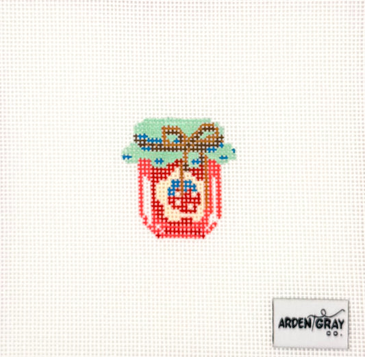 Strawberry Jam jar mini needlepoint canvas
