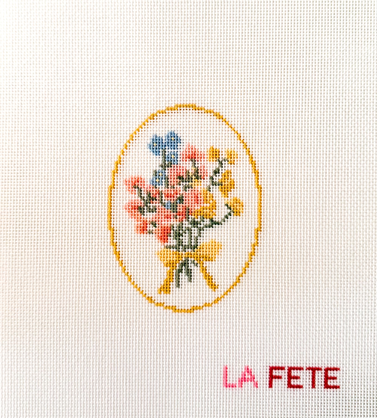 Spring Floral Cameo Hand Painted Needlepoint Canvas
