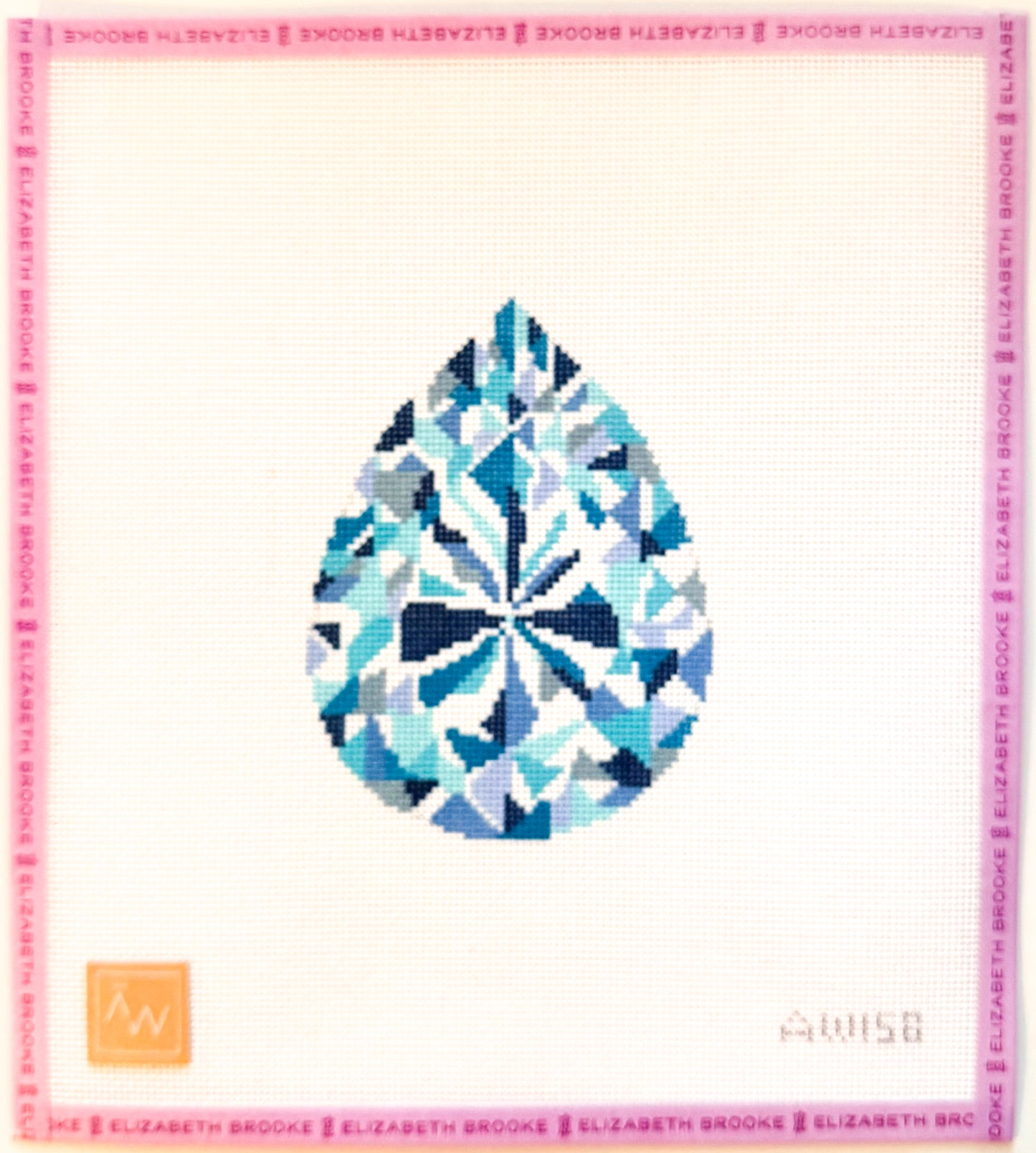 Pear Cut Diamond engagement diamond needlepoint canvas