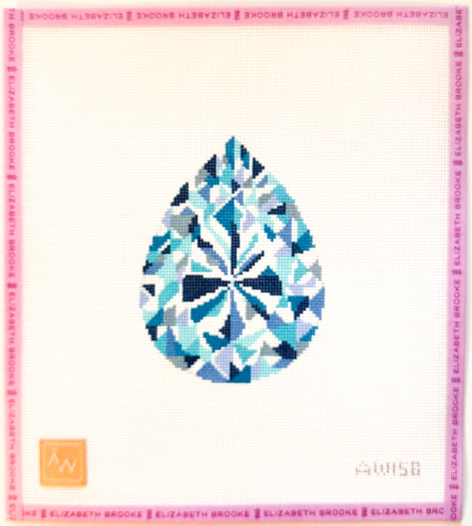 Pear Cut Diamond engagement diamond needlepoint canvas