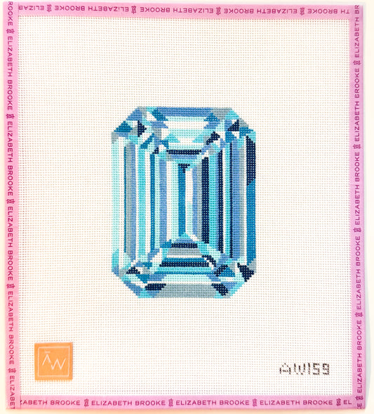 Emerald Cut Diamond engagement diamond needlepoint canvas