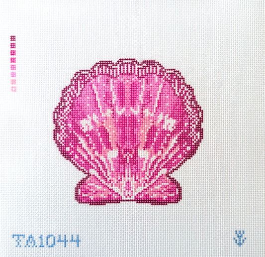 Pink Scallop ornament needlepoint canvas