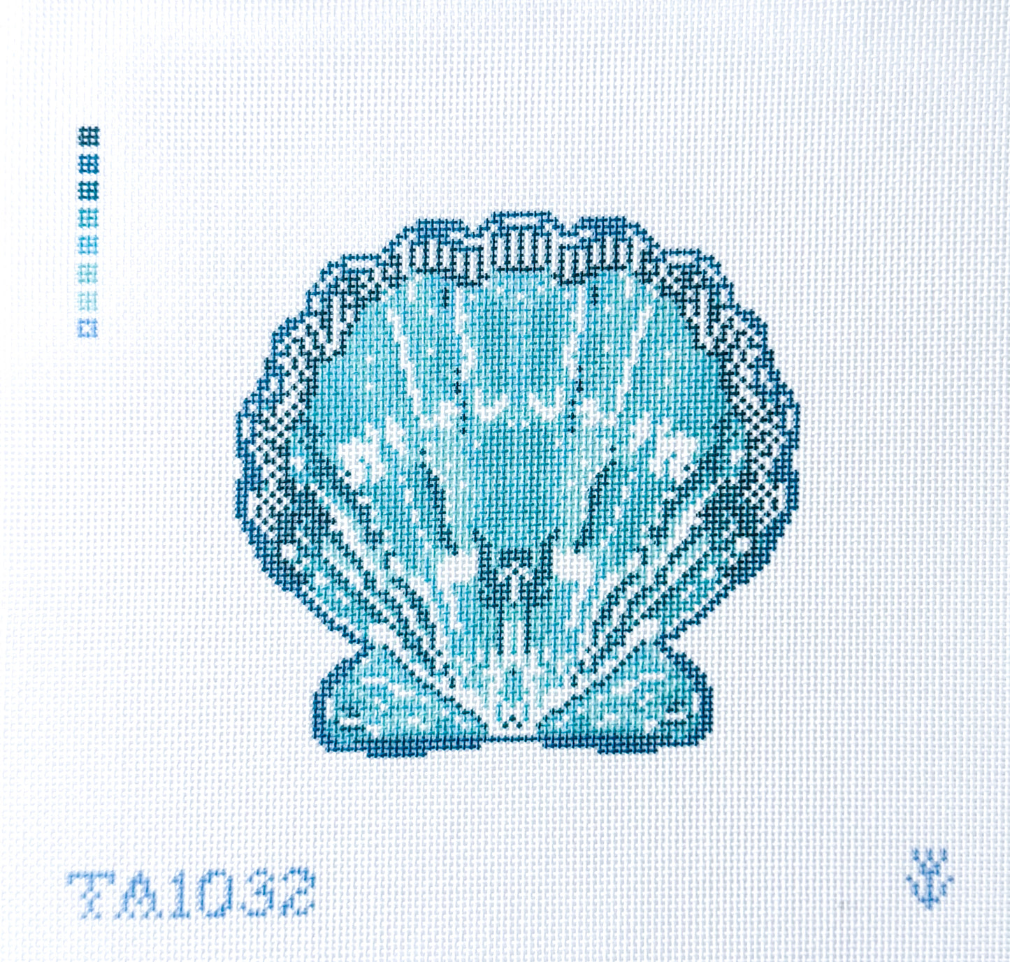 Turquoise Scallop ornament needlepoint canvas