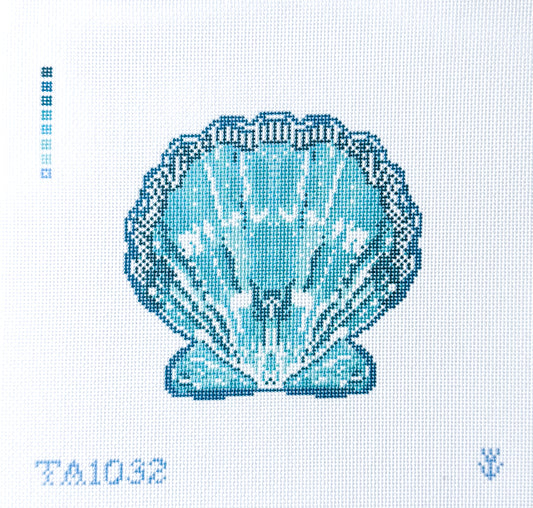 Turquoise Scallop ornament needlepoint canvas