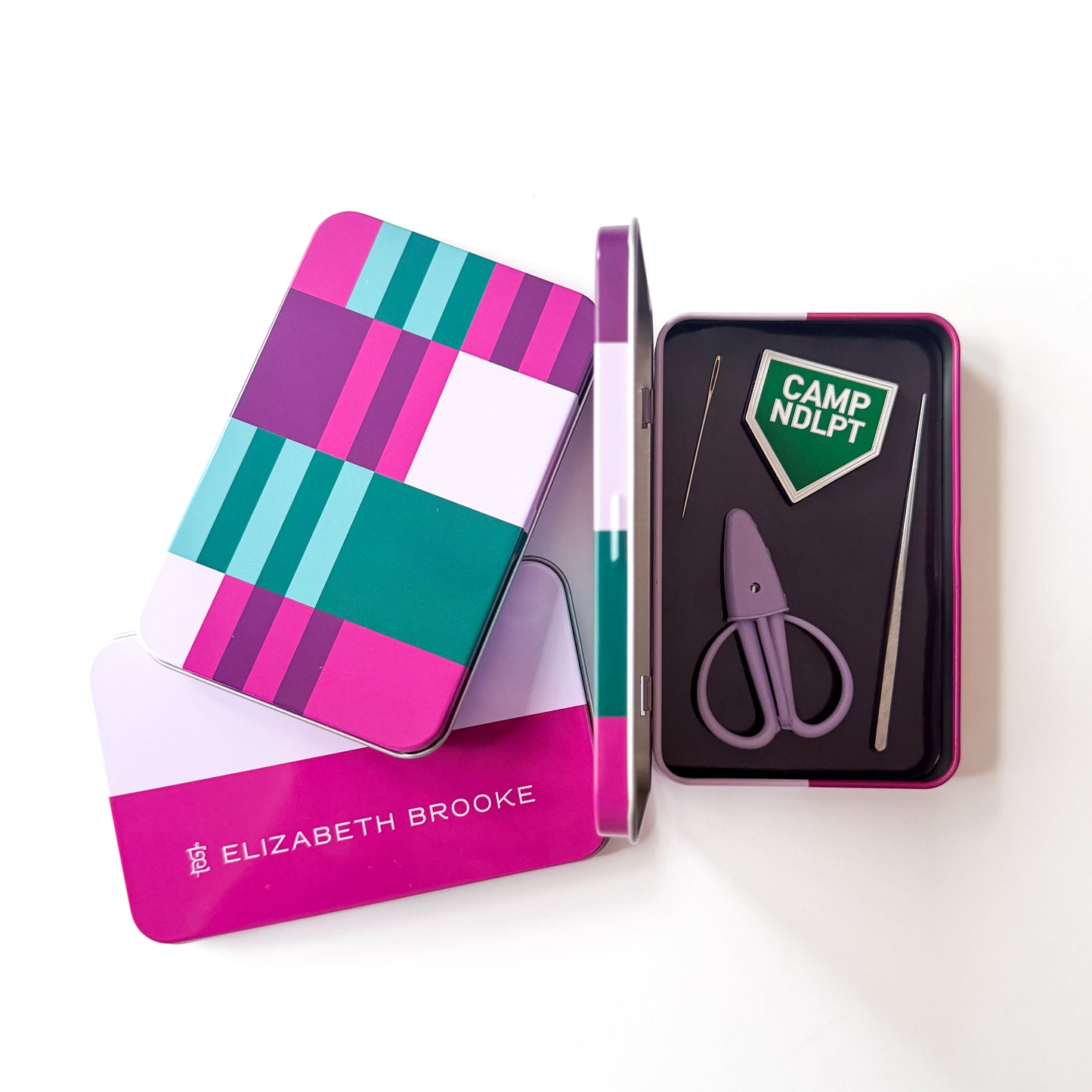 Color Block Printed Tin Box with Magnet