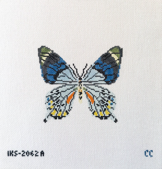 Blue Grey Butterfly Ornament Needlepoint Canvas