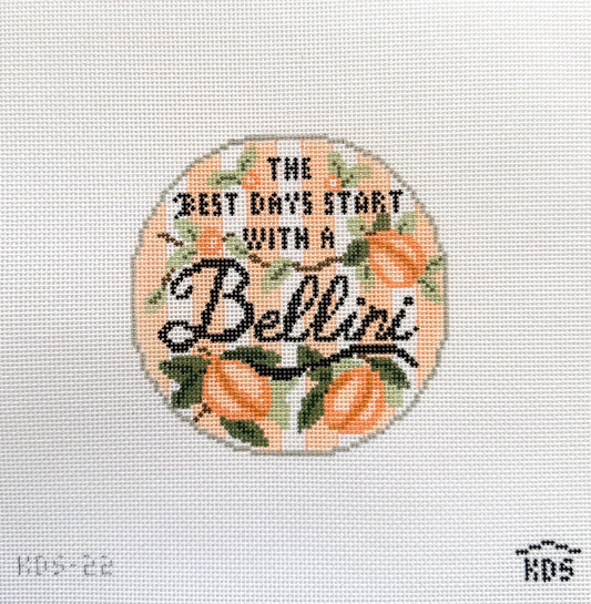 Happier Hour Bellini round coaster needlepoint canvas