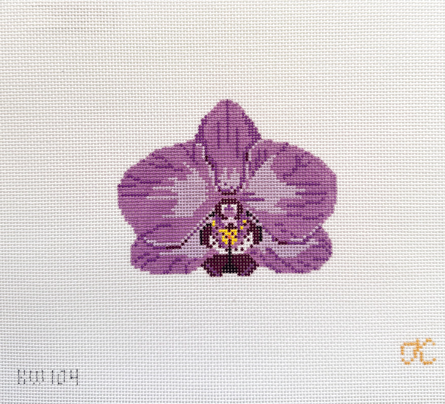 Single Purple Orchid needlepoint canvas