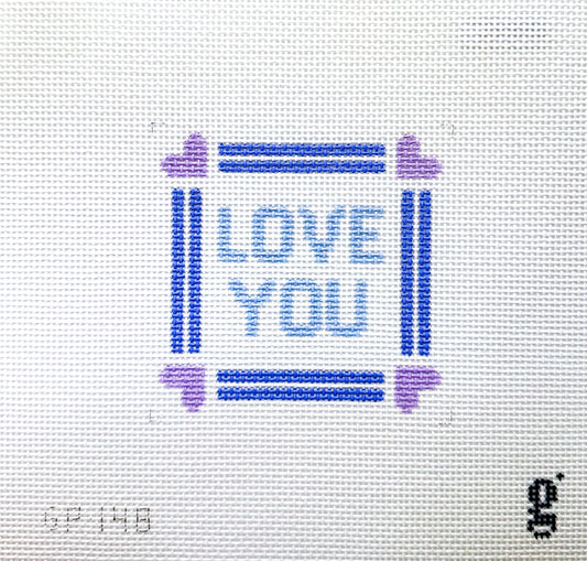 Love You Square Mini Sign Needlepoint Canvas