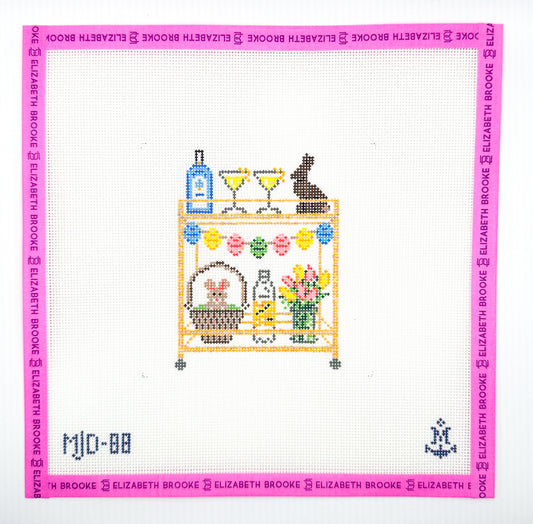 Easter Bar Cart Needlepoint Canvas