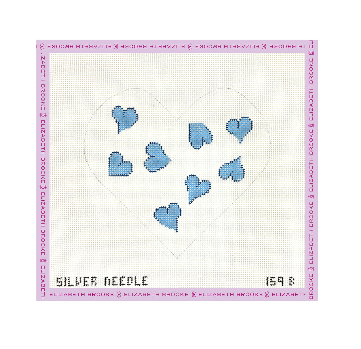 Blue Heart Pillow Needlepoint Canvas