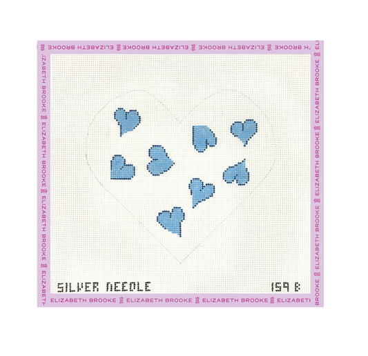 Blue Heart Pillow Needlepoint Canvas