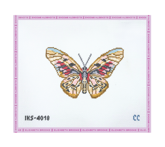 Autumn Pink Blue Butterfly Needlepoint Canvas