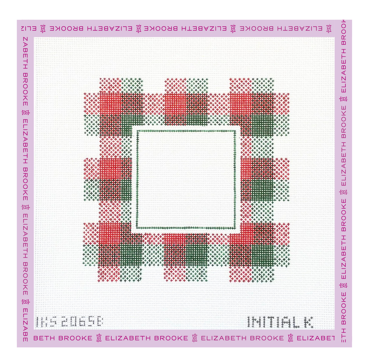 Large Plaid Christmas Frame Needlepoint Canvas