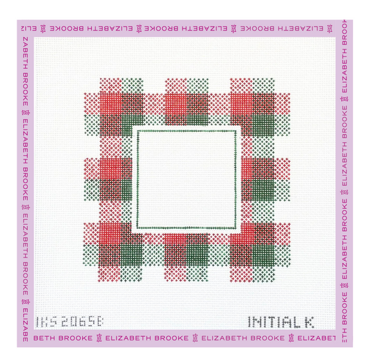 Large Plaid Christmas Frame Needlepoint Canvas