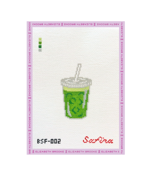 Iced Matcha Latte Needlepoint Canvas