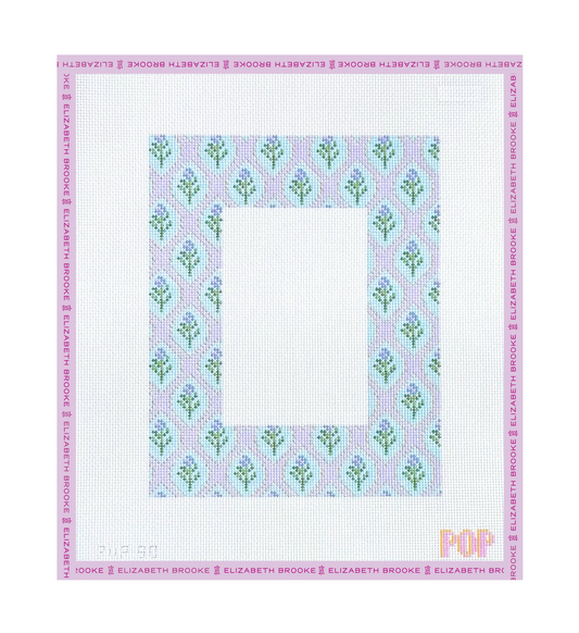 Lavender and Turquoise Floral Frame Needlepoint Canvas