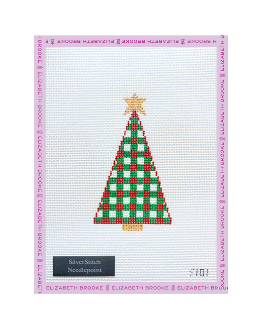 Red and Green Gingham Tree Needlepoint Canvas