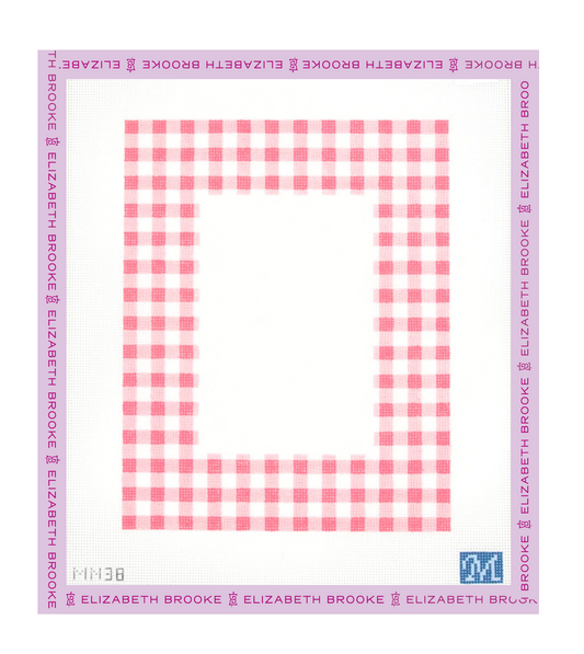 Pink Gingham Frame Needlepoint Canvas