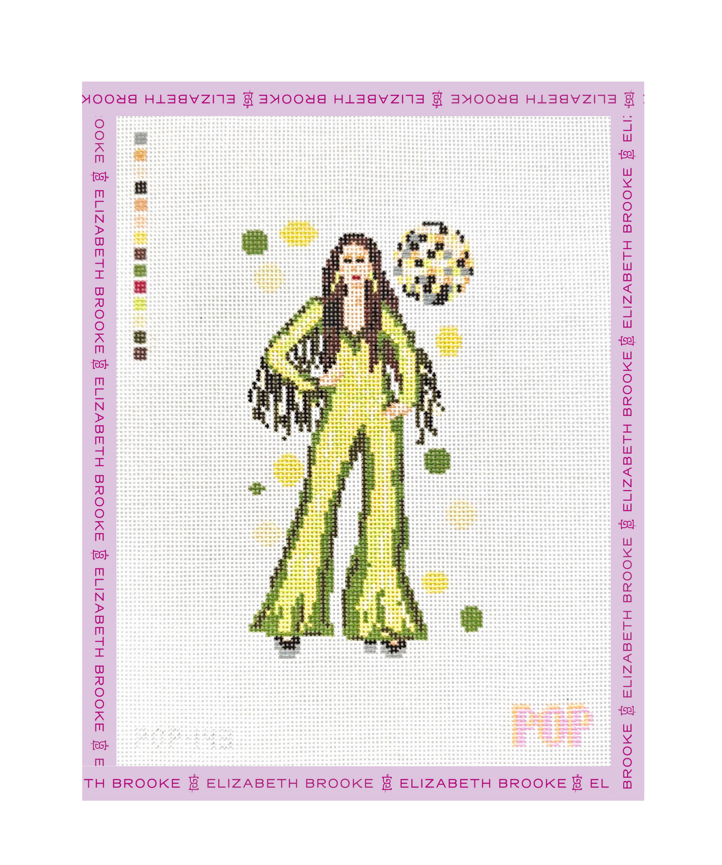 Green Disco Witch Needlepoint Canvas