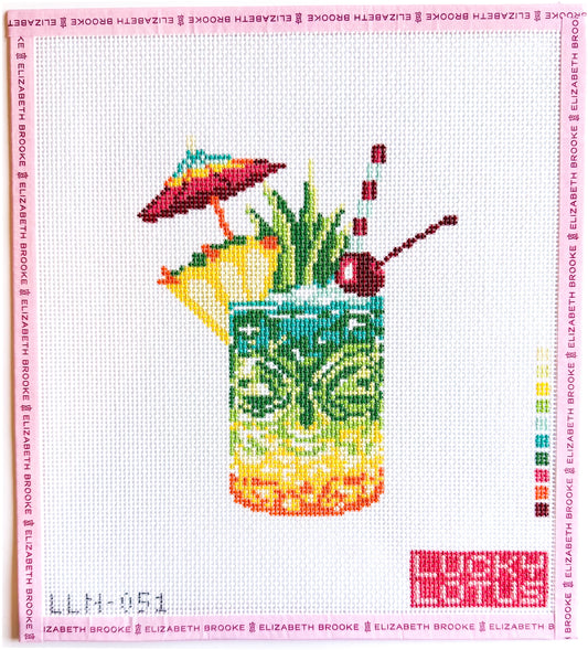 Tiki Cocktail Needlepoint Canvas