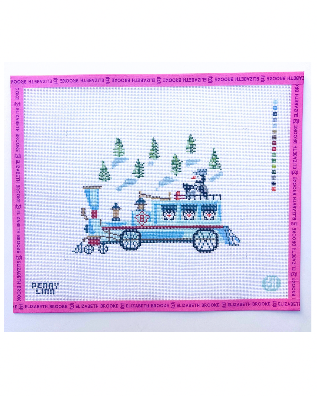 Holiday Penguin Train Needlepoint Canvas