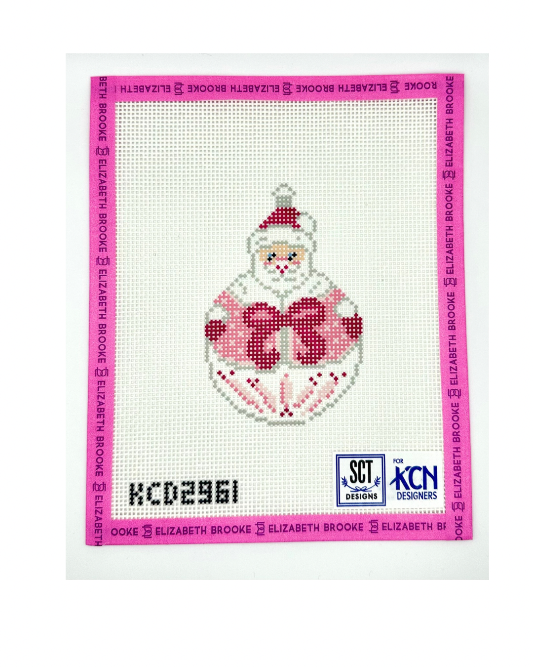 Santa with Bow ornament needlepoint canvas