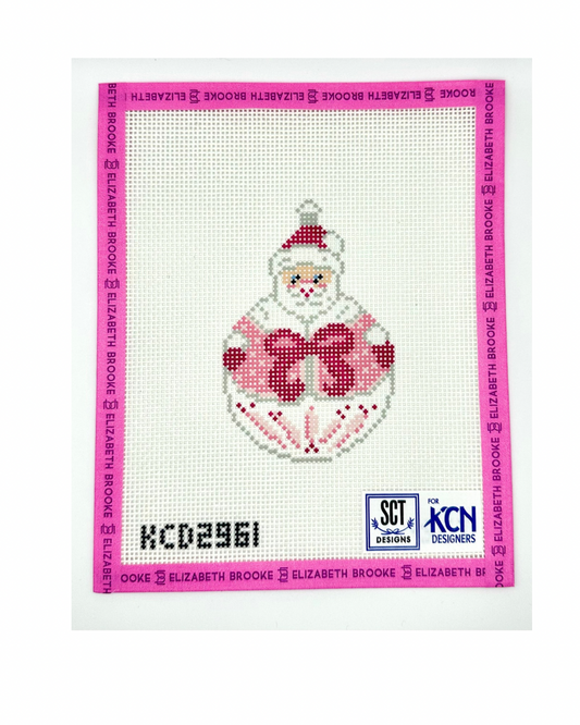 Santa with Bow ornament needlepoint canvas