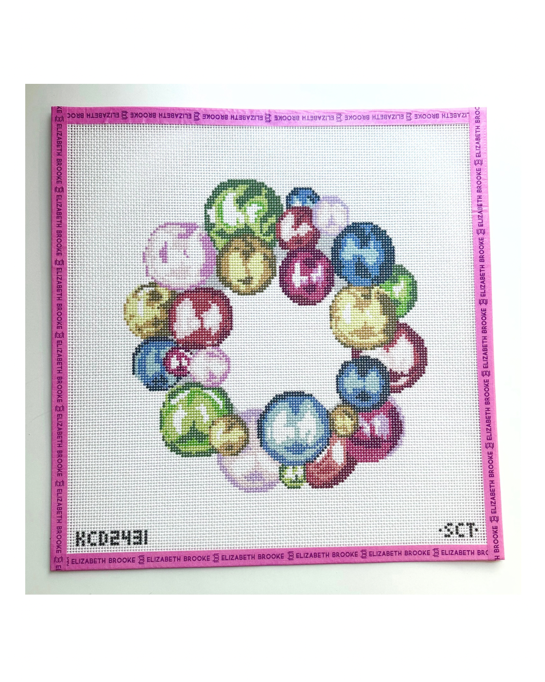 Glass ornament wreath needlepoint canvas